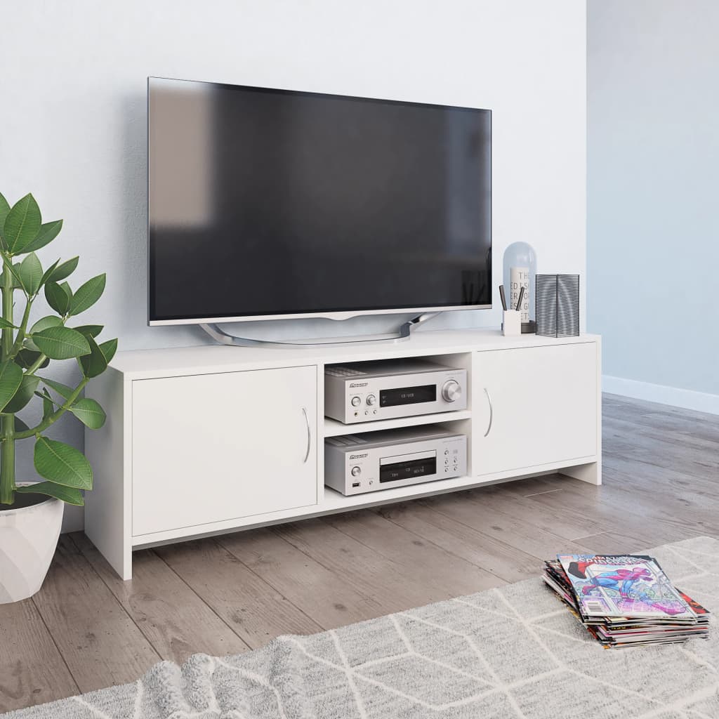TV Cabinet White - Chipboard - 120×30×37.5cm