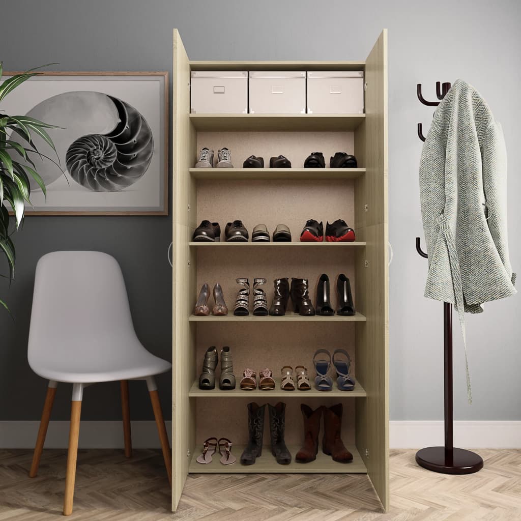 Shoe Cabinet Sonoma Oak Chipboard - 80×35.5×180cm