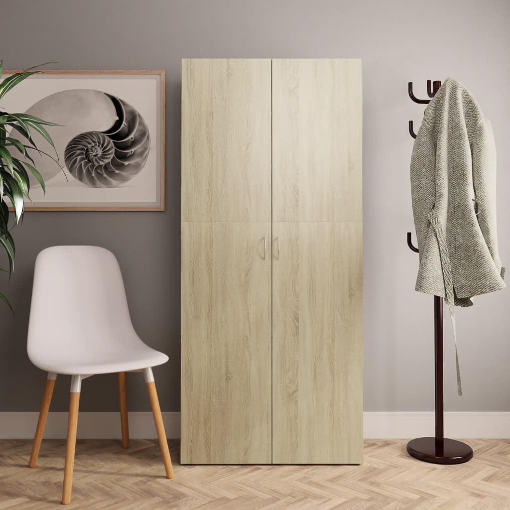 Shoe Cabinet Sonoma Oak Chipboard - 80×35.5×180cm