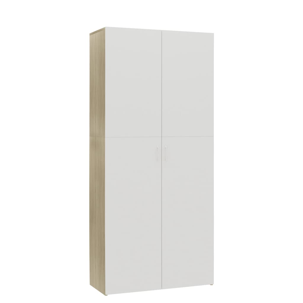 Shoe Cabinet White and Sonoma Oak Chipboard