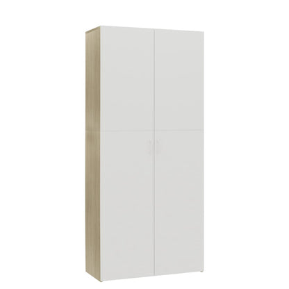 Shoe Cabinet White and Sonoma Oak Chipboard