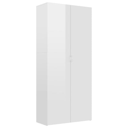 Shoe Cabinet High Gloss White Chipboard