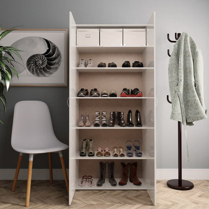 Shoe Cabinet High Gloss White Chipboard