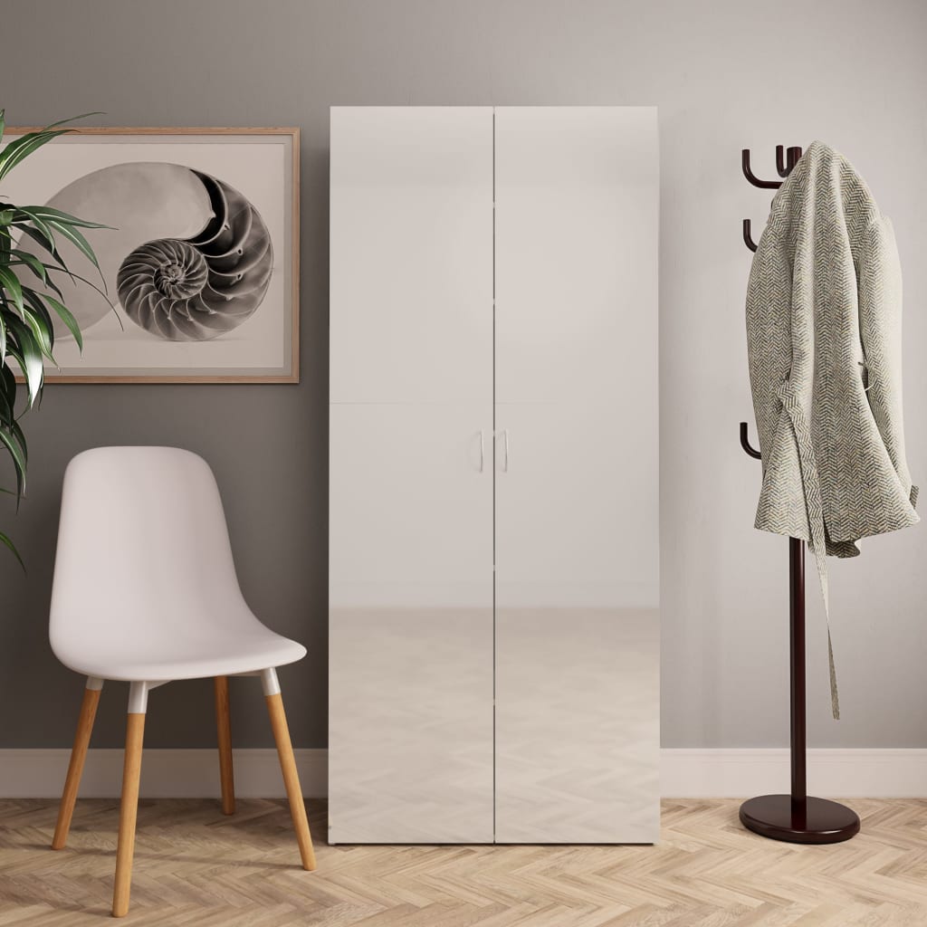 Shoe Cabinet High Gloss White Chipboard