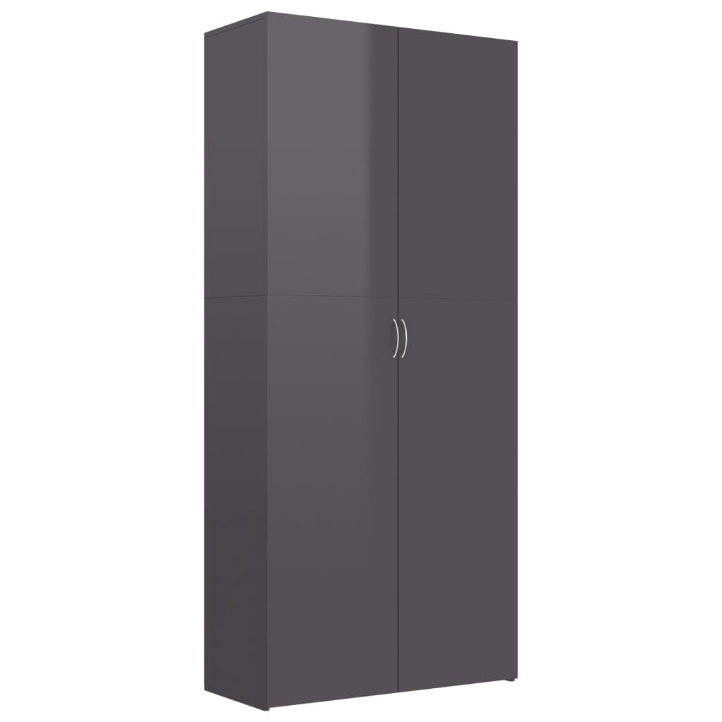 Shoe Cabinet High Gloss Grey Chipboard - 80×35.5×180cm