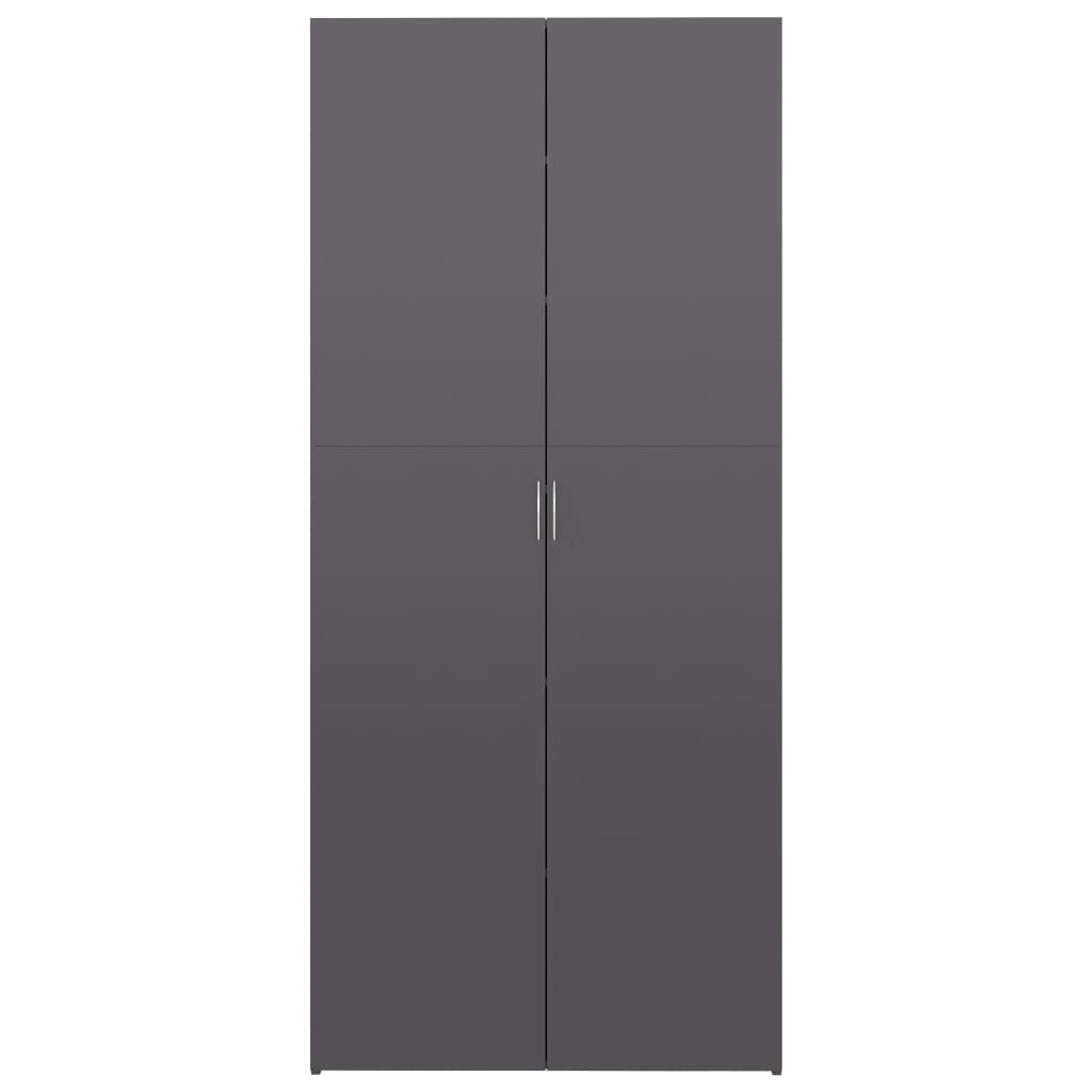 Shoe Cabinet High Gloss Grey Chipboard - 80×35.5×180cm