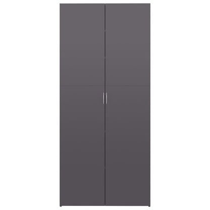 Shoe Cabinet High Gloss Grey Chipboard - 80×35.5×180cm