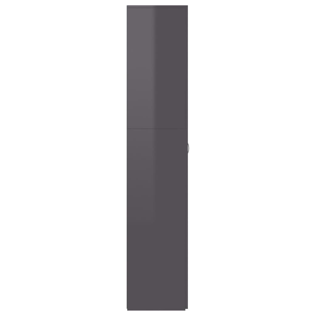 Shoe Cabinet High Gloss Grey Chipboard - 80×35.5×180cm