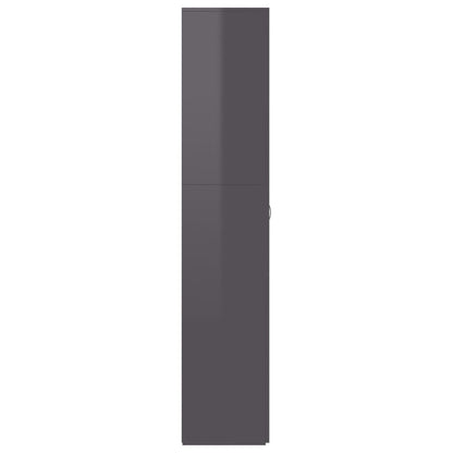 Shoe Cabinet High Gloss Grey Chipboard - 80×35.5×180cm