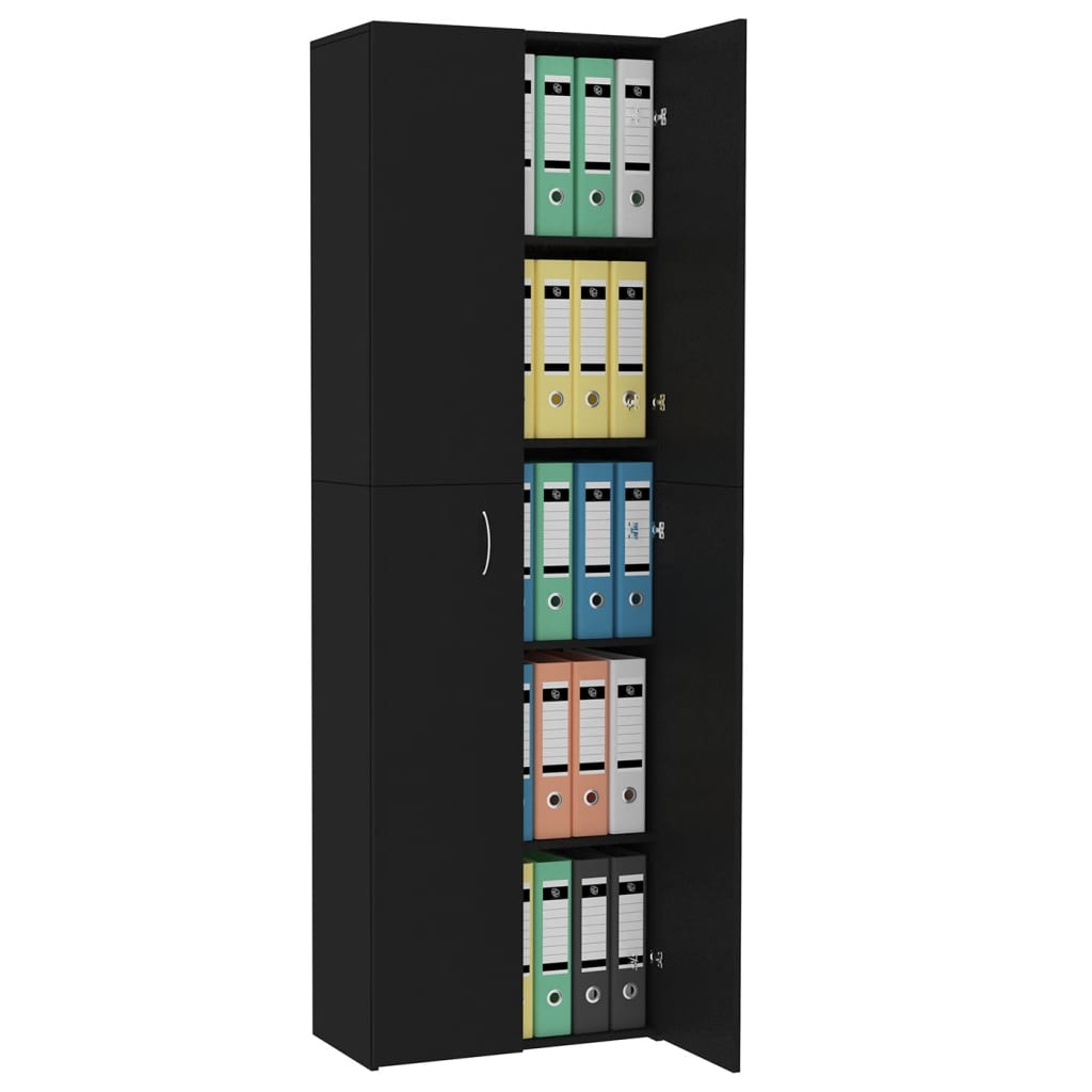 Office Cabinet Black Chipboard