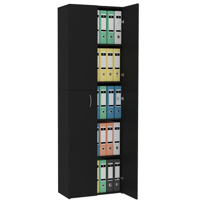 Office Cabinet Black Chipboard