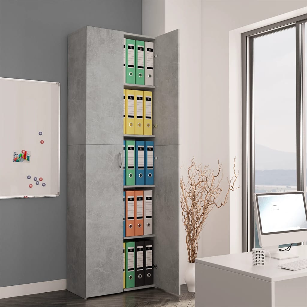 Office Cabinet Concrete Grey Chipboard