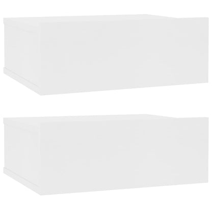 Floating Nightstands 2 pcs White Engineered Wood