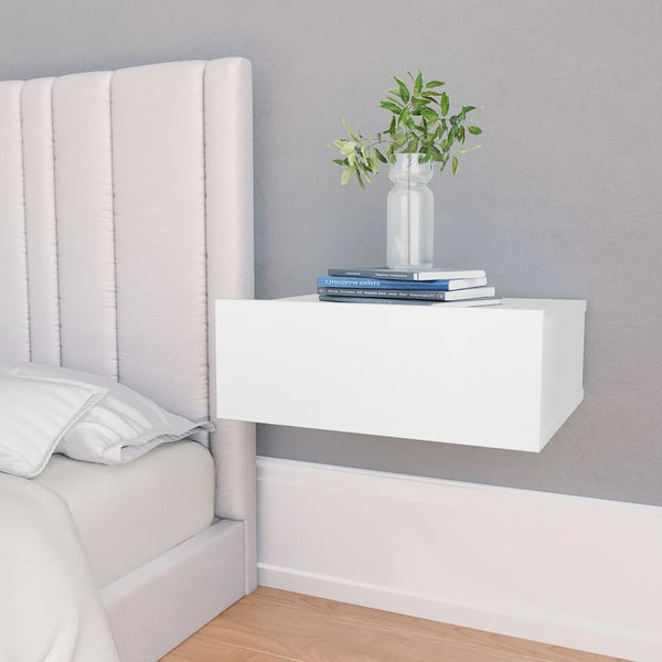  Floating Nightstands 2 pcs White Engineered Wood