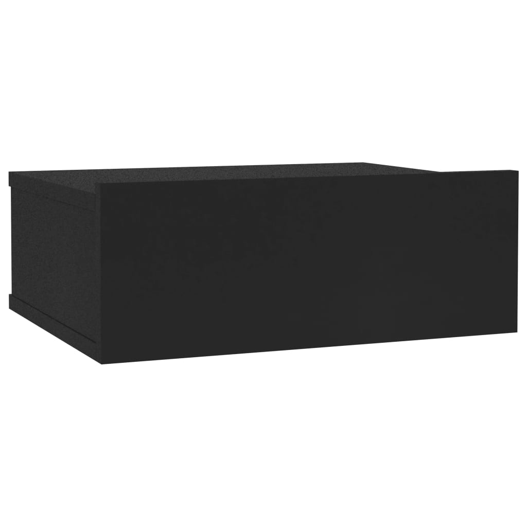 Floating Nightstand Black Chipboard - 40×30×15cm