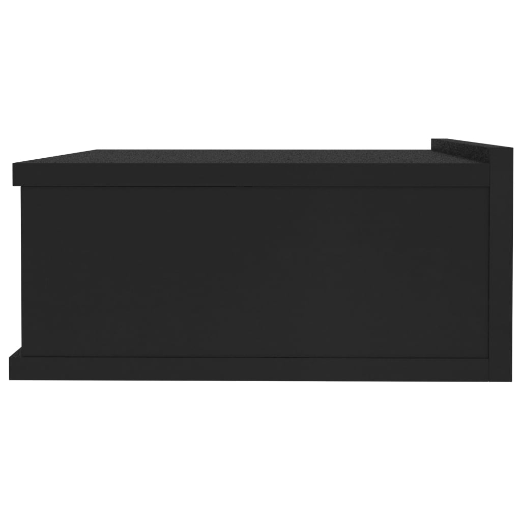 Floating Nightstand Black Chipboard - 40×30×15cm