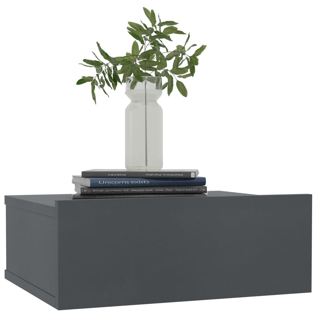 Floating Nightstand Grey Chipboard