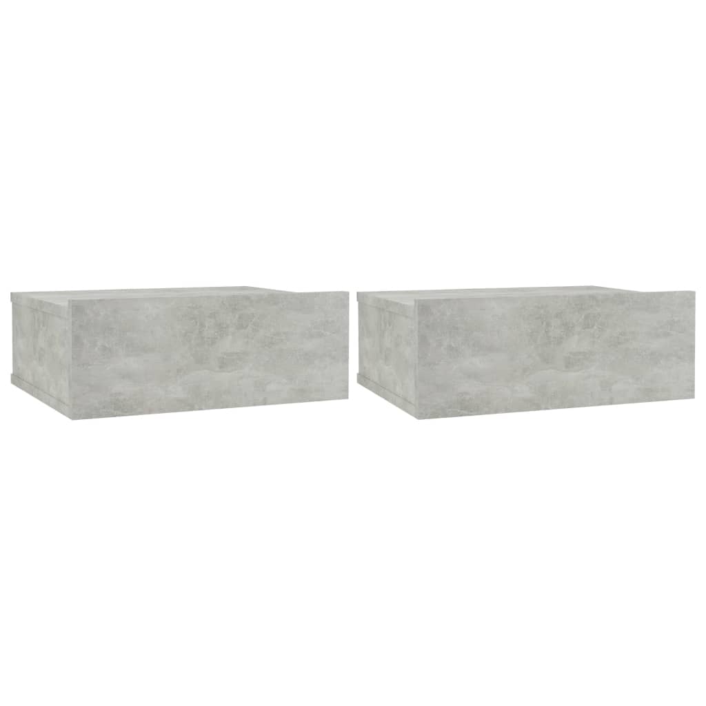Floating Nightstands 2 pcs Concrete Grey Chipboard - 40×30×15cm