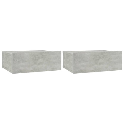 Floating Nightstands 2 pcs Concrete Grey Chipboard - 40×30×15cm