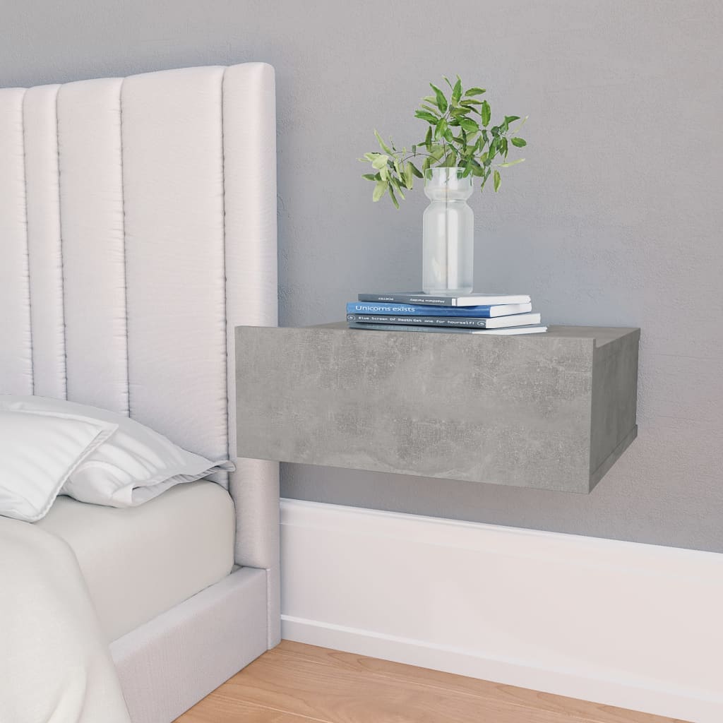 Floating Nightstands 2 pcs Concrete Grey Chipboard - 40×30×15cm