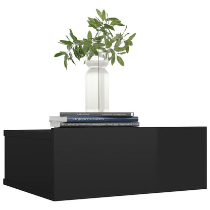 Floating Nightstand High Gloss Black Chipboard