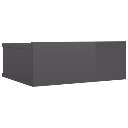 Floating Nightstand High Gloss Grey Chipboard - 40×30×15cm