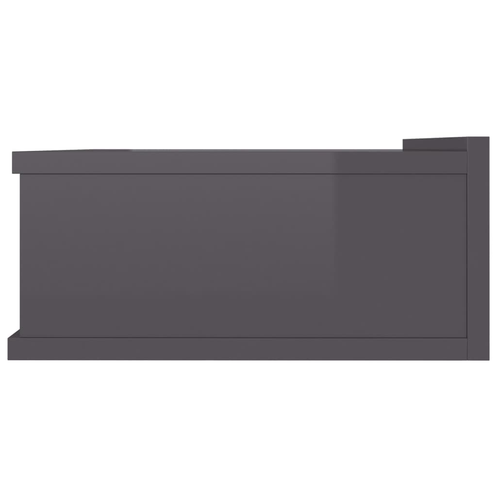 Floating Nightstand High Gloss Grey Chipboard - 40×30×15cm