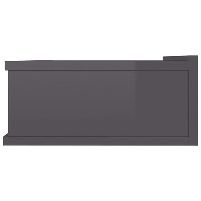 Floating Nightstand High Gloss Grey Chipboard - 40×30×15cm