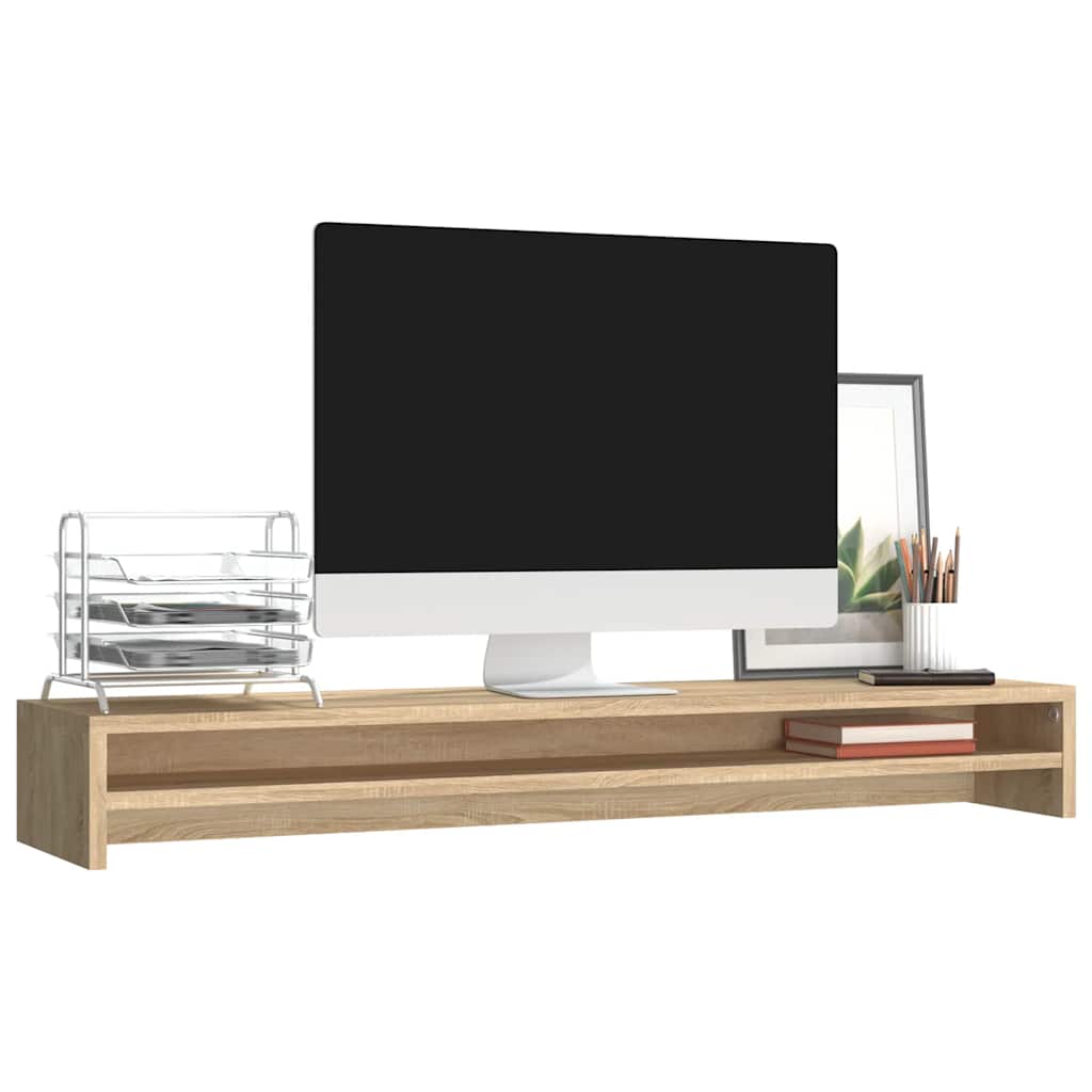 Dual Monitor Stand Desk Riser Sonoma Oak 100cm | HomeAndLiving