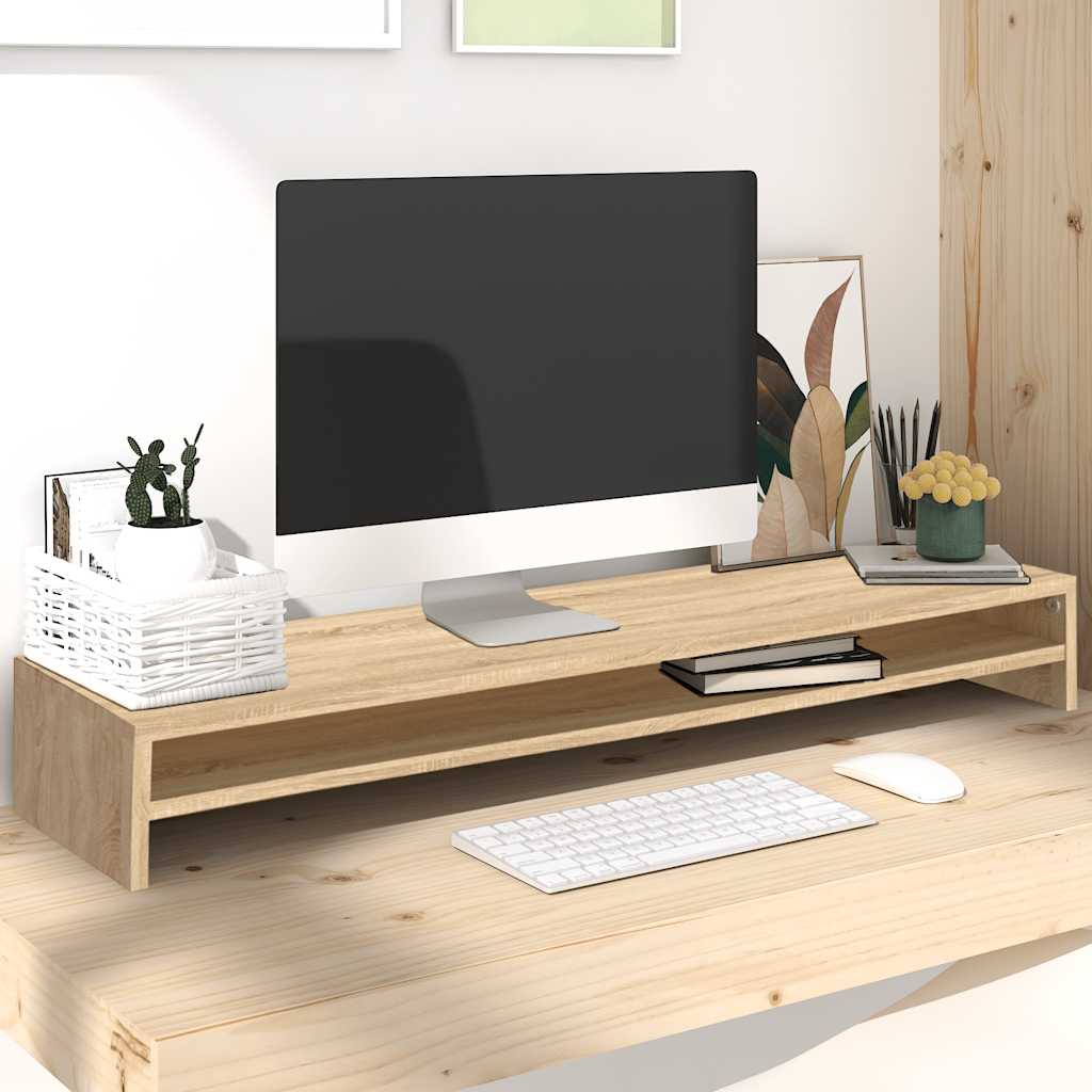 Dual Monitor Stand Desk Riser Sonoma Oak 100cm | HomeAndLiving