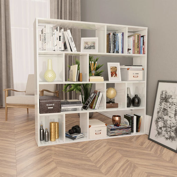  Room Divider/Book Cabinet High Gloss White  Chipboard