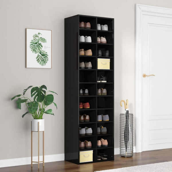  Shoe Cabinet High Gloss Black  Chipboard