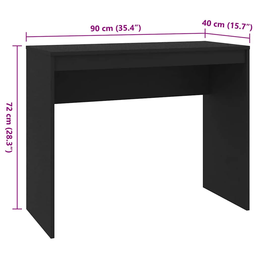 Black Study Desk 90x40cm Engineered Wood | HomeAndLiving