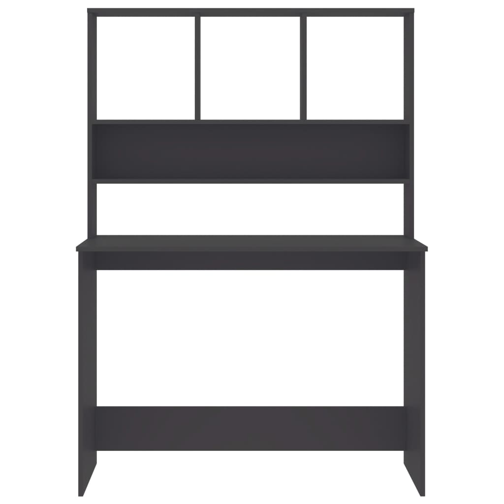 Desk with Shelves Grey Chipboard
