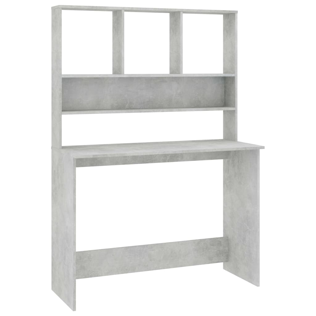 Desk with Shelves Concrete Grey Chipboard