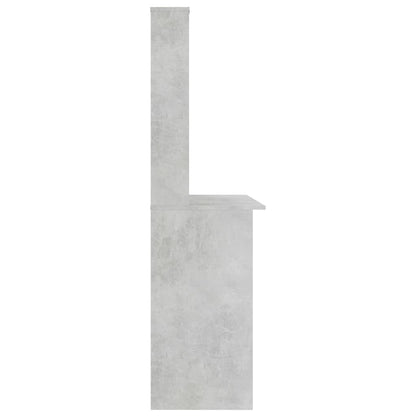 Desk with Shelves Concrete Grey Chipboard