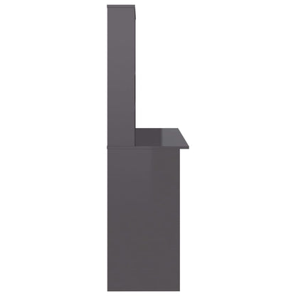 Desk with Shelves High Gloss Grey Chipboard