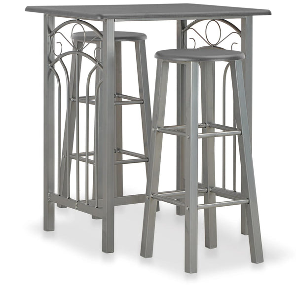  3 Piece Bar Set Wood and Steel Anthracite