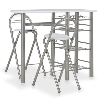3 Piece Bar Set with Shelves White