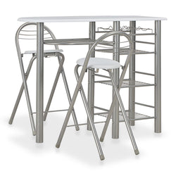 3 Piece Bar Set with Shelves White