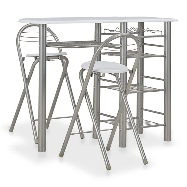  3 Piece Bar Set with Shelves White