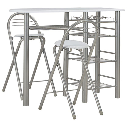 3 Piece Bar Set with Shelves White