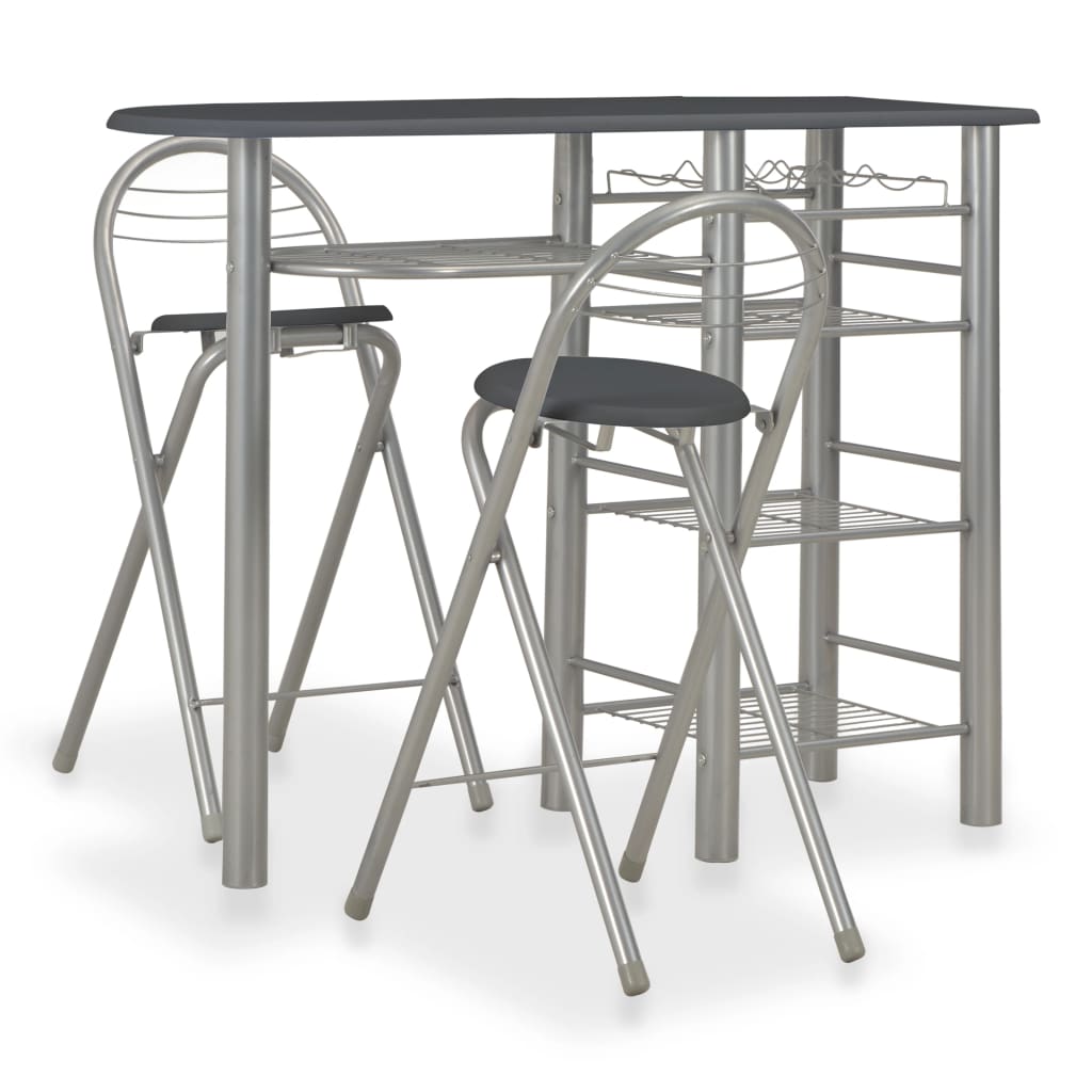 3 Piece Bar Set with Shelves Black