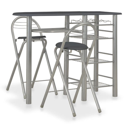 3 Piece Bar Set with Shelves Black