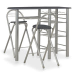 3 Piece Bar Set with Shelves Black