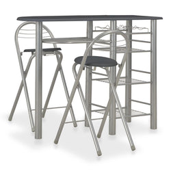 3 Piece Bar Set with Shelves Black