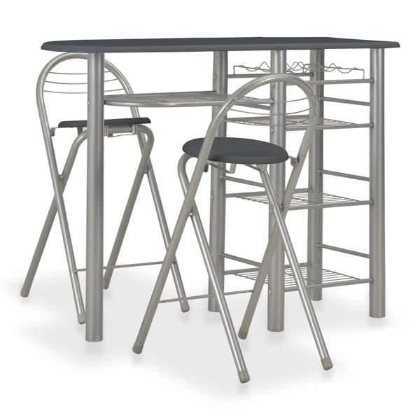  3 Piece Bar Set with Shelves Black