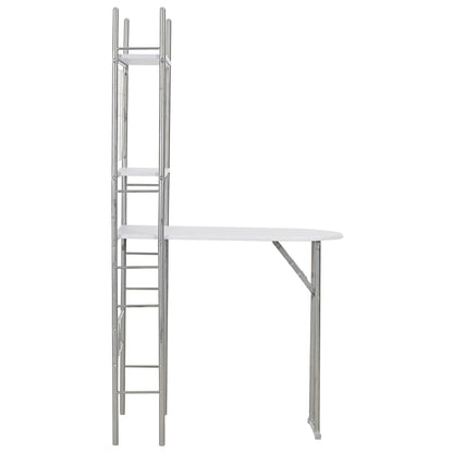 3 Piece Folding Dining Set with Storage Rack MDF White