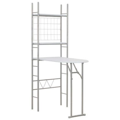 3 Piece Folding Dining Set with Storage Rack MDF White