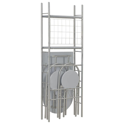 3 Piece Folding Dining Set with Storage Rack MDF Grey
